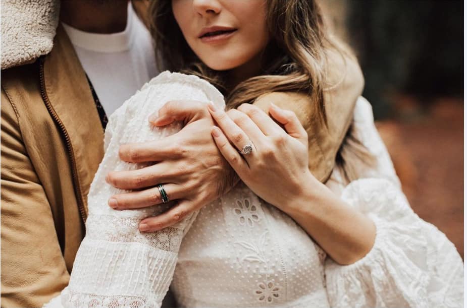 annika noelle and her ex fiance showing off their rings