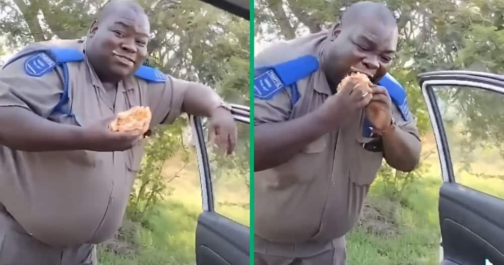 A traffic cop was recorded eating his lunch and the TikTok video went viral