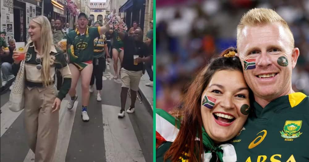Springbok fans at Rugby World Cup in Paris