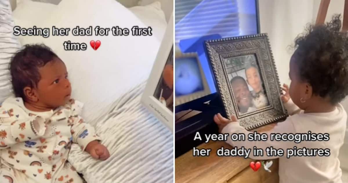 Heart-Wrenching Clip of Baby Noticing Her Late Father in a Picture Whom She...