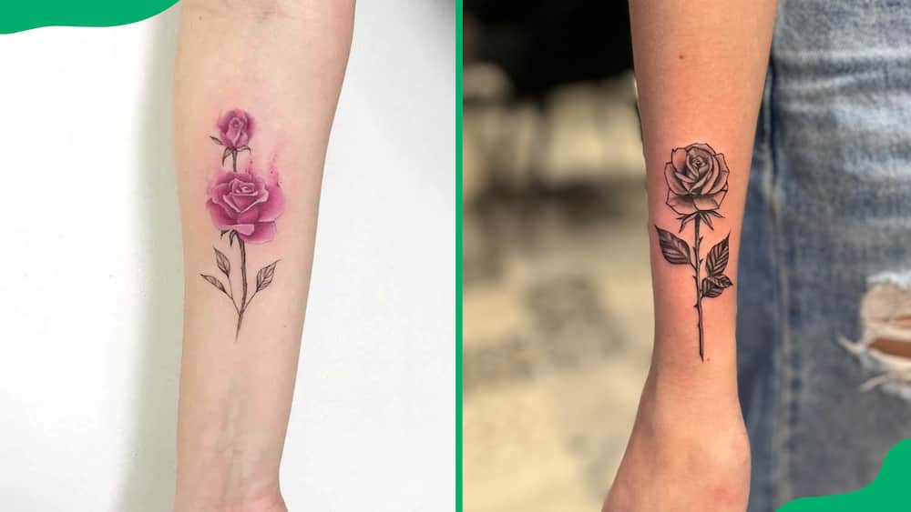 Forearm rose tattoos