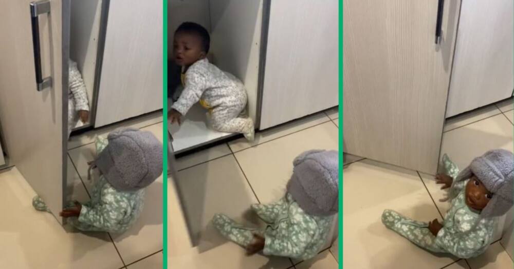 A TikTok video of the twins playing in the cupboard has undeniably struck a chord with Mzansi.