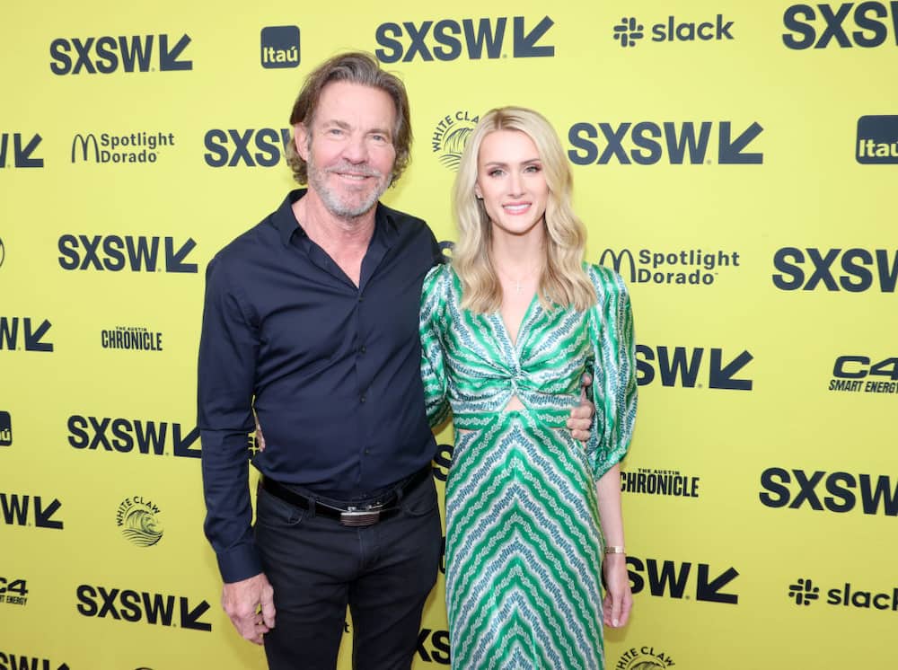 Dennis Quaid and Laura Savoie during the world premiere of The Long Game at the Paramount Theatre during the 2023 SXSW Conference and Festival on 12 March 2023.
