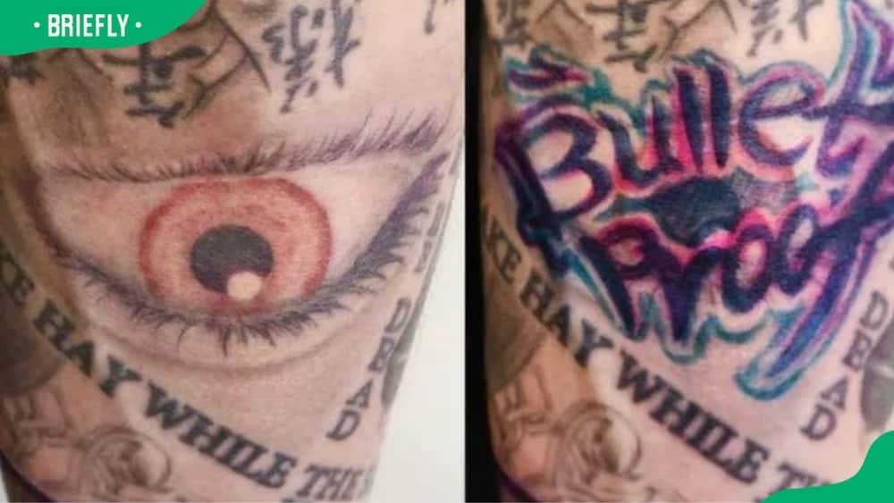Jungkook's eye tattoo - covered with a BTS song