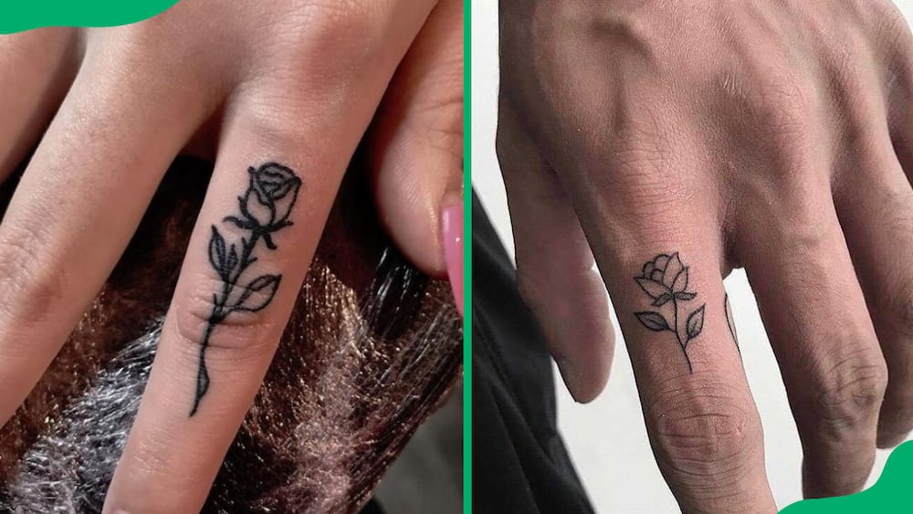 Rose tattoos on finger
