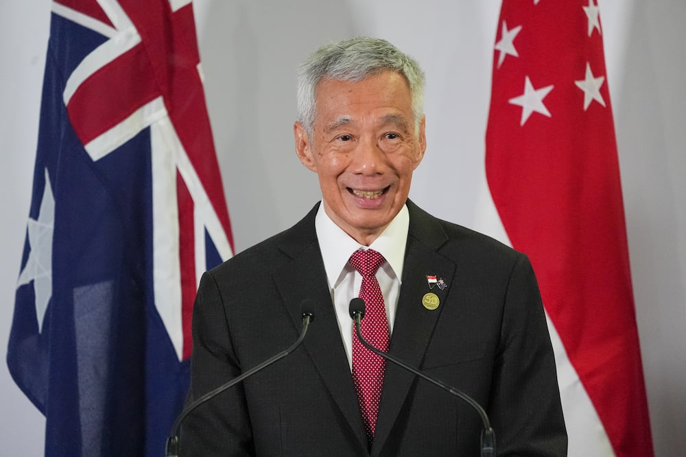 Prime Minister Lee Hsien Loong speaks at a news conference