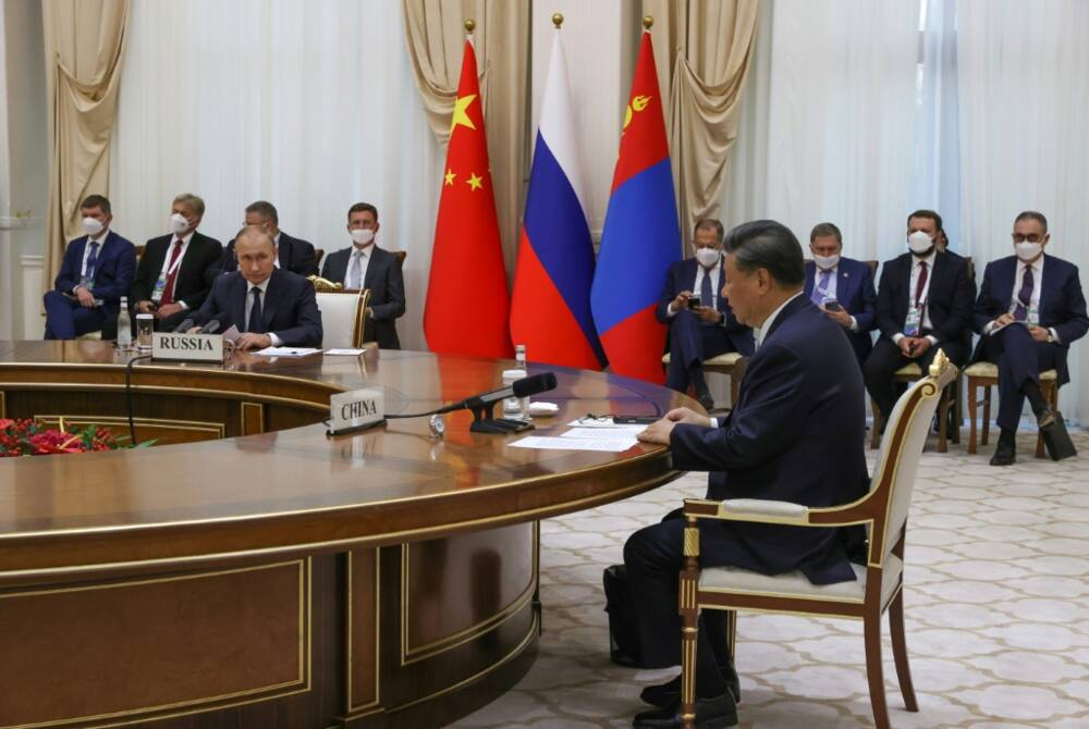 China's President Xi Jinping and  Russian President Vladimir Putin meet in Samarkand, Uzbekistan