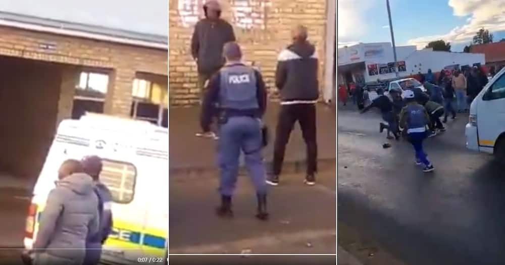 South African police came under fire from a man that is alleged to have killed five people. Image: @Restart_Azania/Twitter