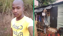 Young man shows off how he turns his shack into a cozy home, Mzansi showers him with praise