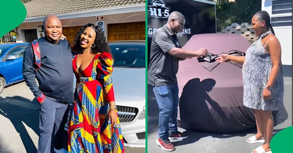 A woman received a surprise Mercedes-Benz from her husband as a push present