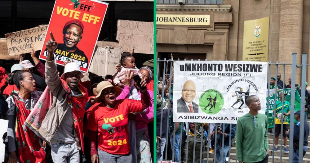 Members of the MKP and the EFF joined forces in supporting Jacob Zuma outside the Johannesburg High Court