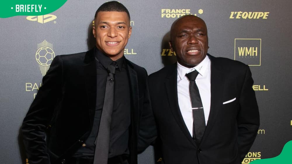 Kylian Mbappé and Wilfried Mbappé attending the Ballon d'Or photocall