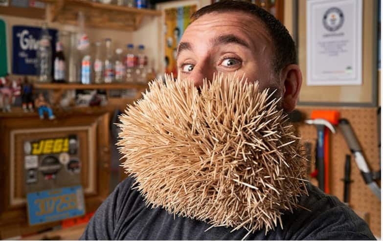 Man gets into Guinness World Records after weaving3,500 toothpicks into his beard