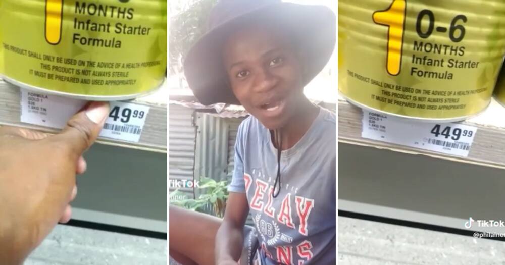 TikTok user @philainer shared a video showing what a tin of formula costs and his reaction when seeing it