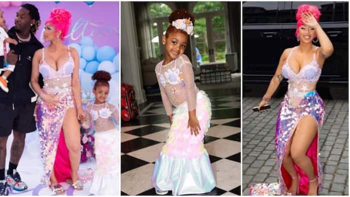 Cardi B, daughter Kulture rock cute matching outfits at lavish mermaid-themed birthday party