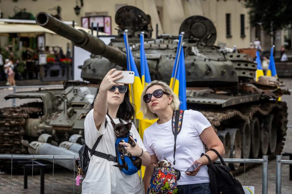 The display seeks to remind visitors of Ukraine's struggle and sacrifices