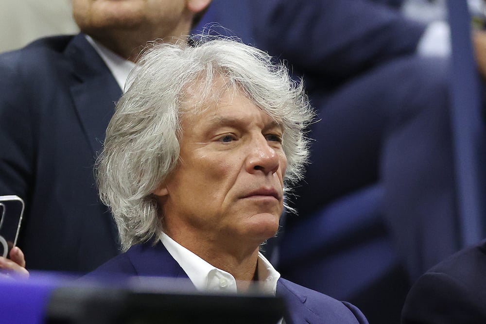 Jon Bon Jovi looks on during a Men's Singles Semifinal match