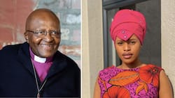Pics of Natasha Thahane's bundle of joy have peeps suggesting the baby looks like Archbishop Desmond Tutu