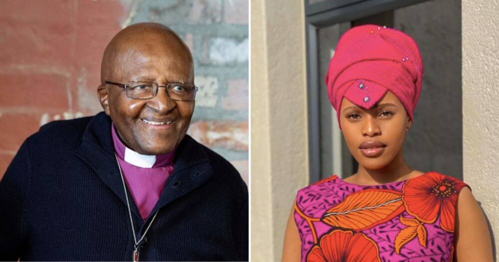Natasha Thahane's baby allegedly look like Archbishop Desmond Tutu