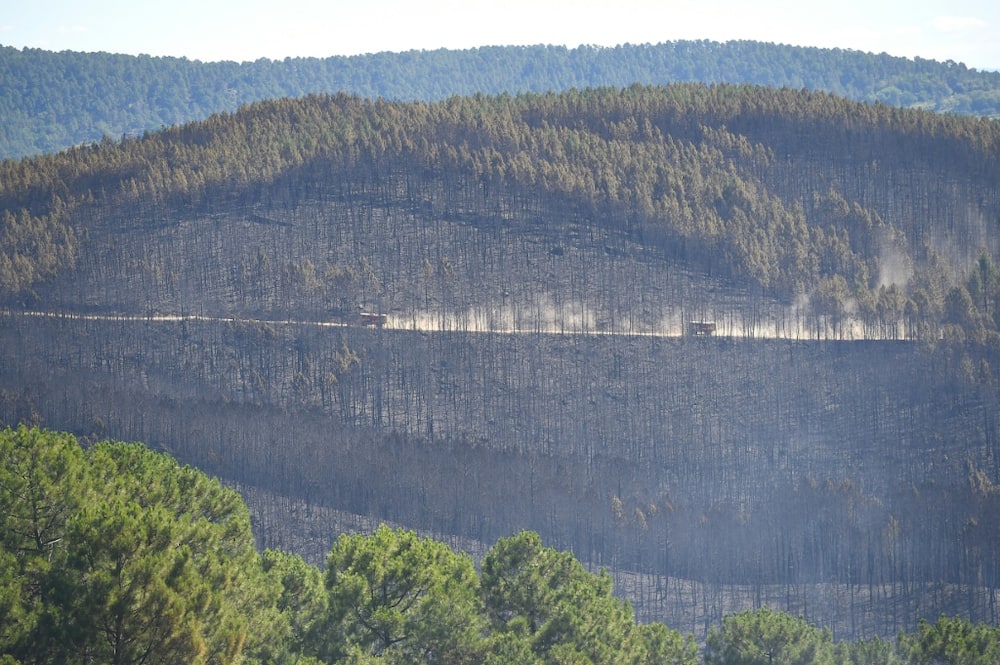 Described by emergency responders as a 'mega-fire', the blaze started near the village of Bordezac and forced people to evacuate Described by emergency responders as a 'mega-fire', the blaze started near the village of Bordezac and forced people to evacuate