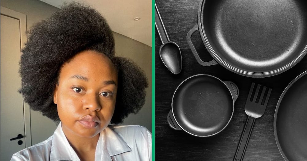 User @yolzchannel impressed viewers with her new set of black pots from Checkers, priced at R1200