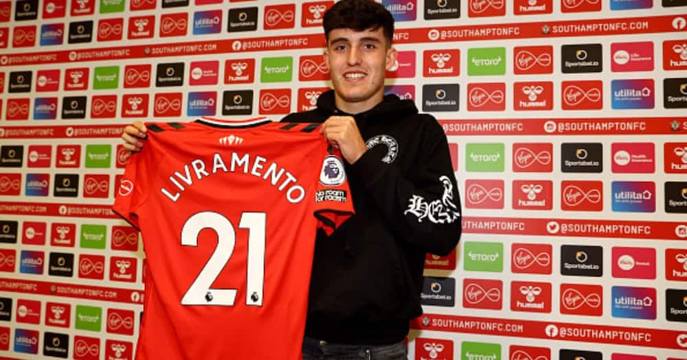 Tino Livramento poses for a photograph after signing a long-term contract at Southampton FC from Chelsea at the Staplewood Campus on August 02, 2021. Photo by Matt Watson/Southampton FC via Getty Images.