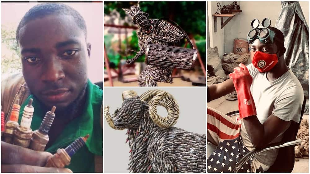 Nigerian man makes great arts using generator plugs, photos of his works cause massive stir