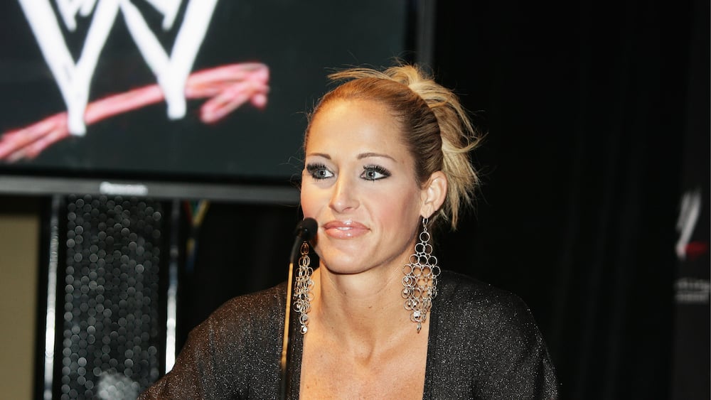 Wrestler Michelle McCool during the WWE Smackdown photo call at the Sheraton on the Park Hotel in June 2008 in Sydney, Australia.