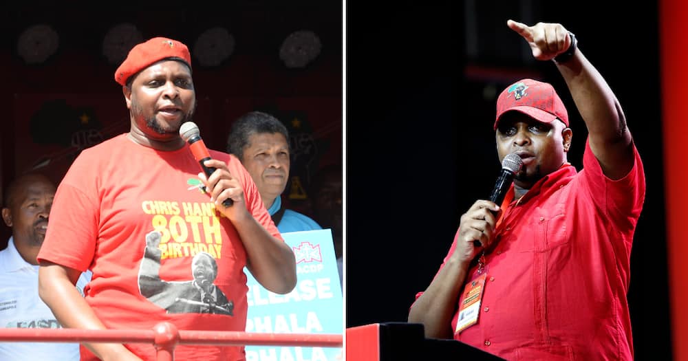 Floyd Shivambu, Economic Freedom Fighters (EFF) deputy president, addresses delegates during the party's second National People's Assembly held at the Nasrec Expo Centre
