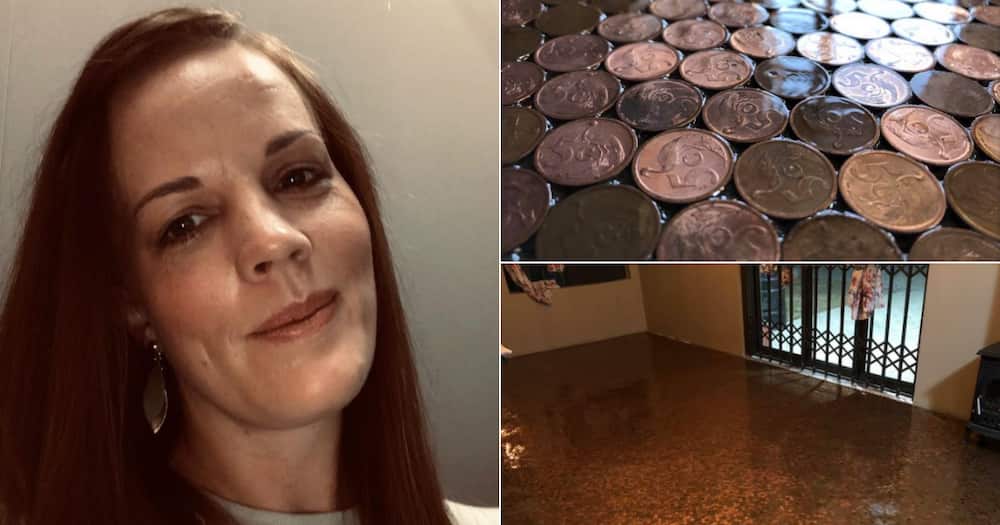 SA Accountant, Decorates Floor, 50 Thousand 50c Coins, Twitter reactions, Karmen Swanepoel