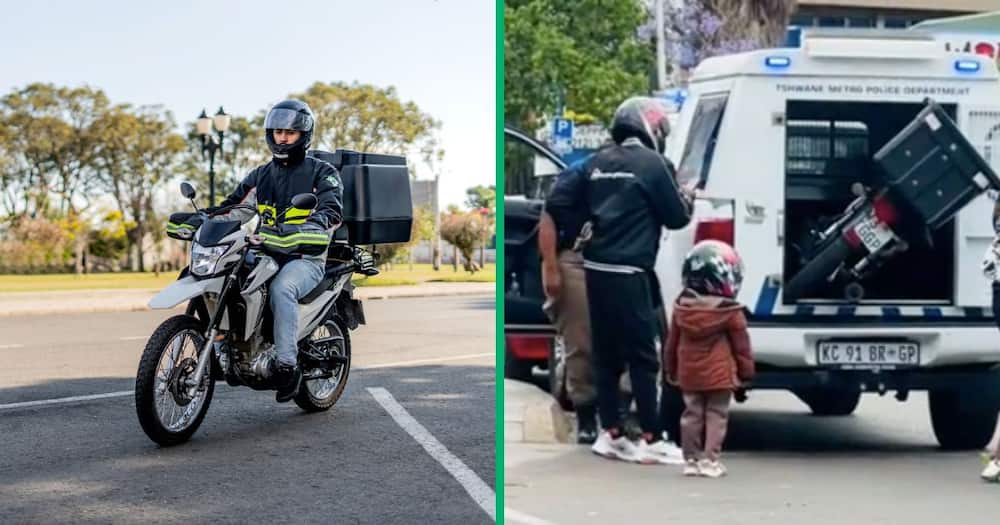 A Tshwane deliveryman's bike was confiscated by the Tshwane Metro Police Department in Sunnyside in a TikTok video