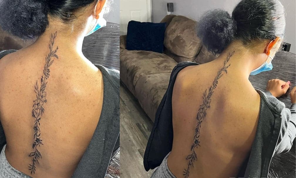 back tattoo black girl plus spine tattooTikTok Search