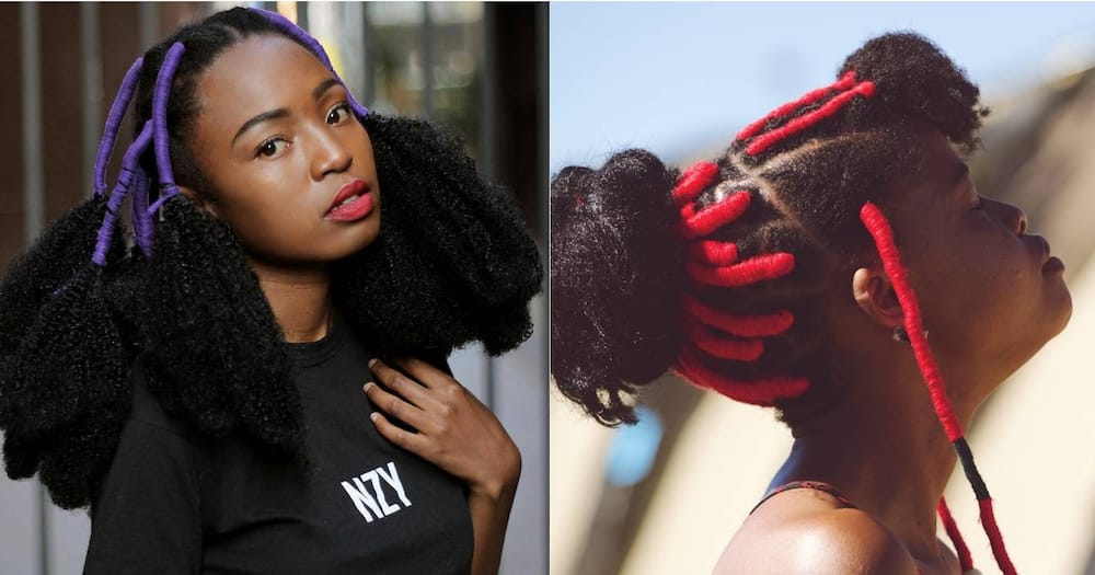 How do you tie afro hair with wool?