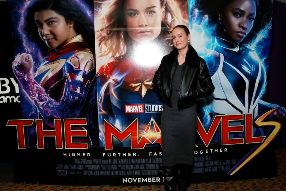 Brie Larson attends a New York showing of 'The Marvels' on November 10, 2023