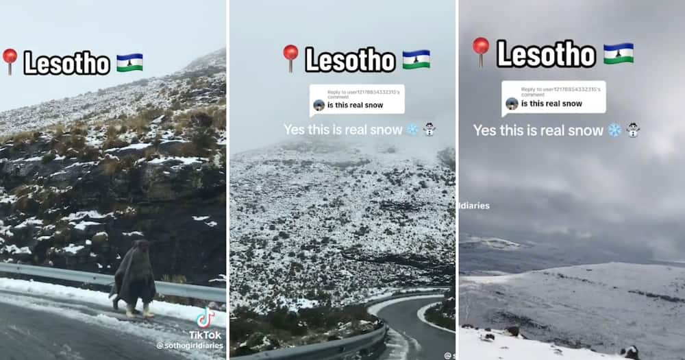 A video showing the beautiful landscape of Lesotho covered in snow