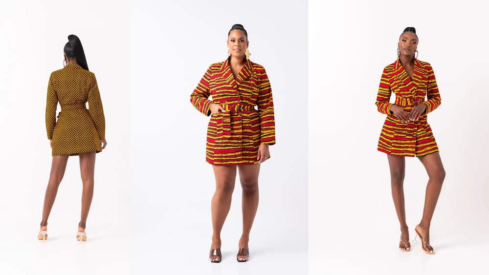 African print blazer dress