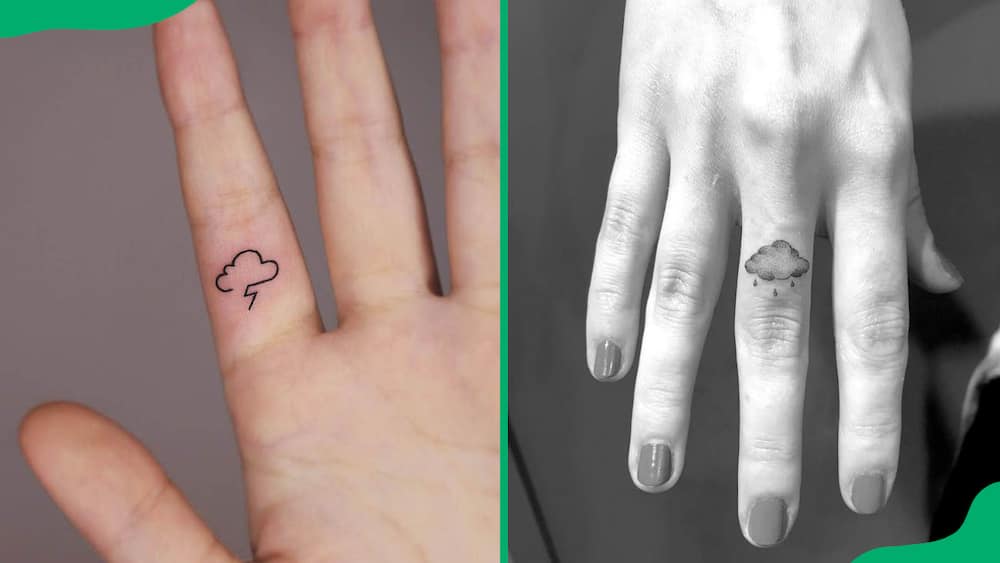 A dainty storm finger tattoo