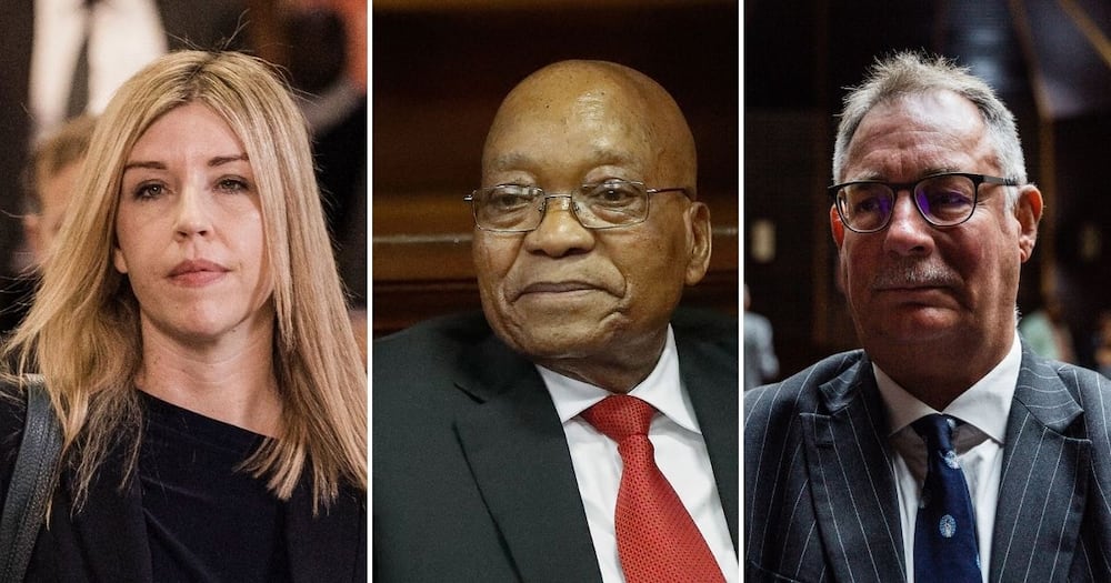 Legal Journalist Karyn Maughan, former President Jacob Zuma and State Advocate Billy Downer