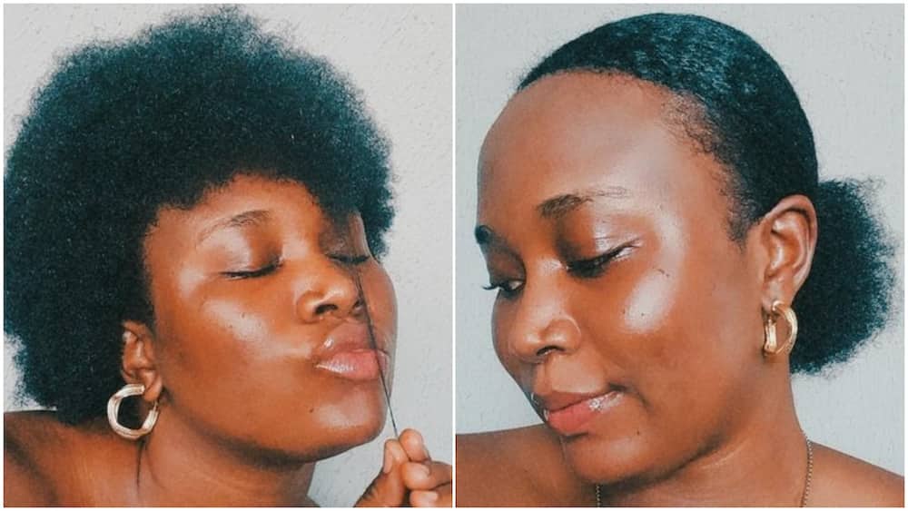 Nigerian lady showcases her natural hair without attachments, photos go viral