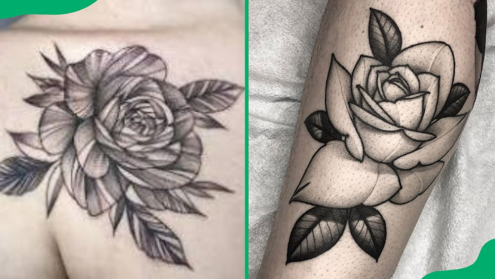 Black and white rose tatoos