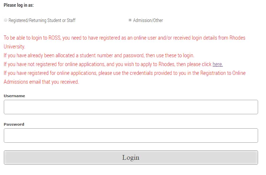 rhodes university application form
