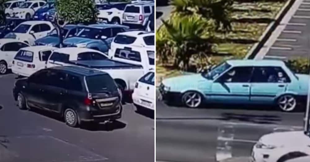 The two cars involved in the hijacking