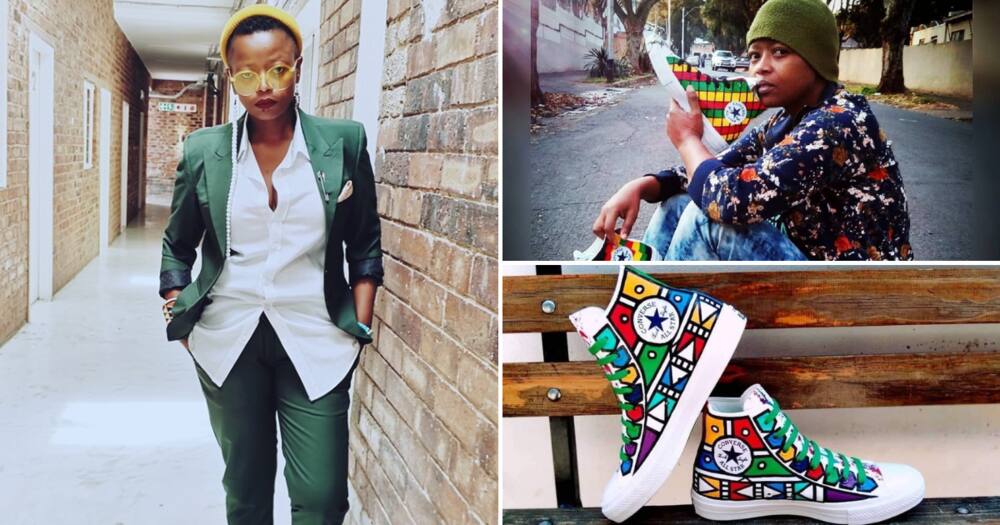 A lady from Joburg paints shoes for a living