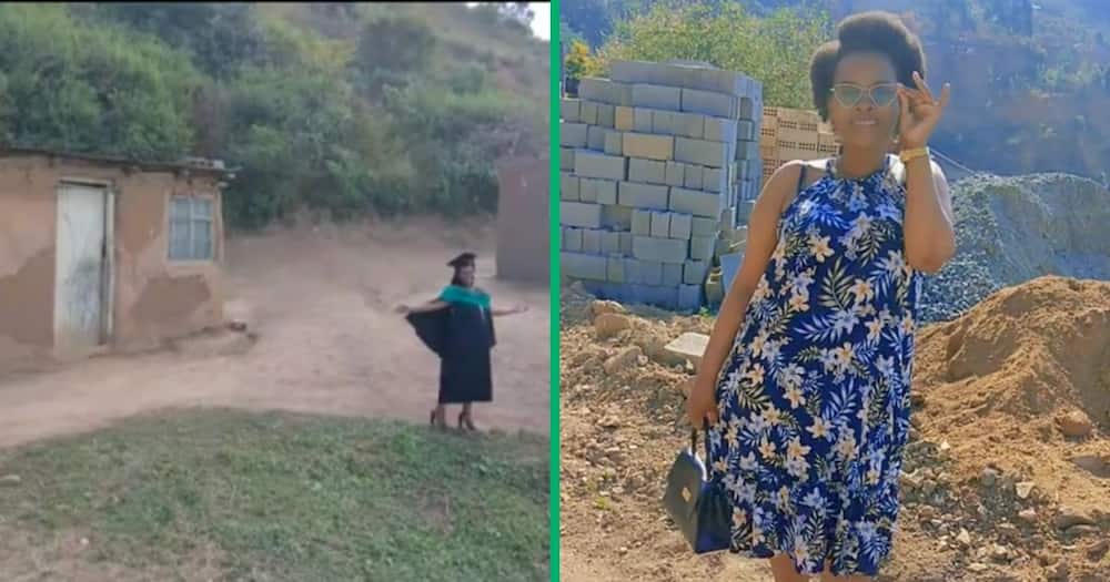 Woman who recently graduated shows off the progress of her constructing her dream home.