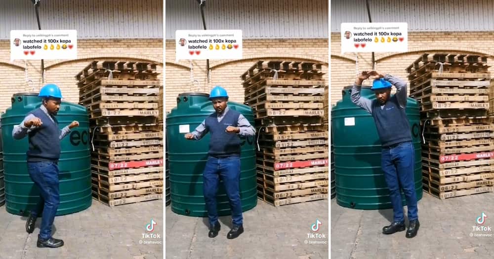 A Cashbuild worker attempted Murdah Bongz and Oscar Mbo's dance moves