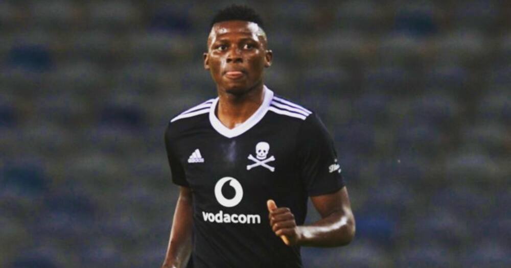 Orlando Pirates' Thabiso Monyane celebrates being back on the field