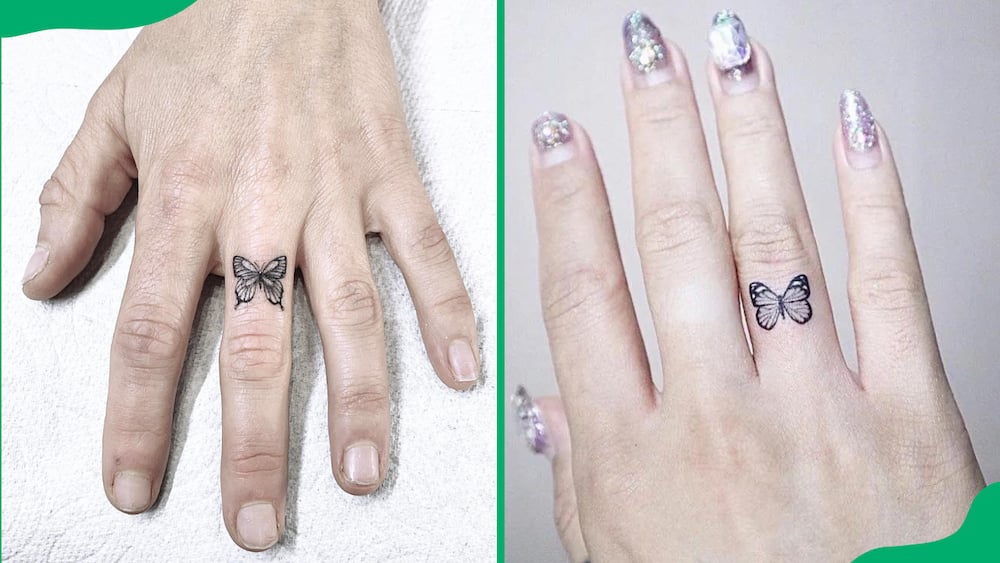 Butterfly finger tattoo
