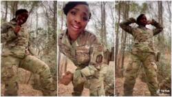 Beautiful lady serving in US Army dances inside bush with uniform in viral video, men want to marry her