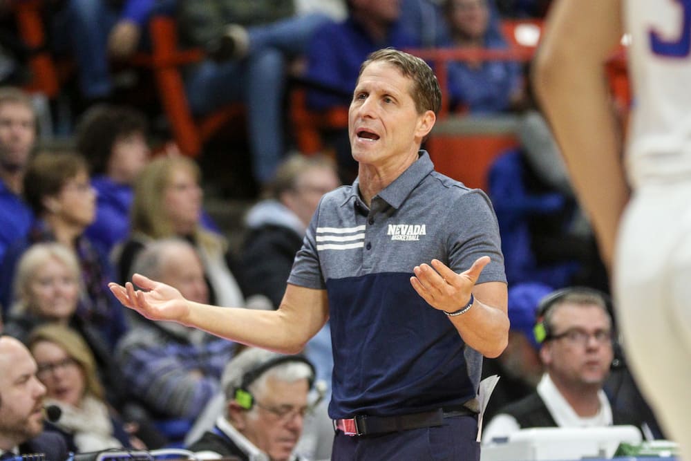 Eric Musselman of the Nevada Wolf Pack during second half action against the Boise State Broncos