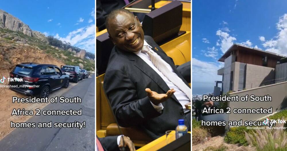TikTok user @brashaad_mayweather shared a video of Ramaphosa’s home in Cape Town, expressing his disbelief